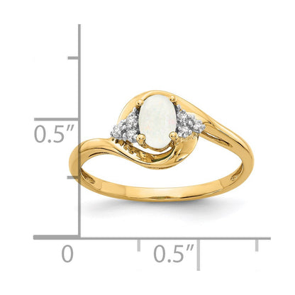 585 Gelbgold Ring mit Opal und echtem Diamant