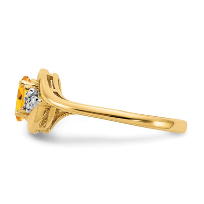 14K Gelbgold Ring mit Citrin und echten Diamanten