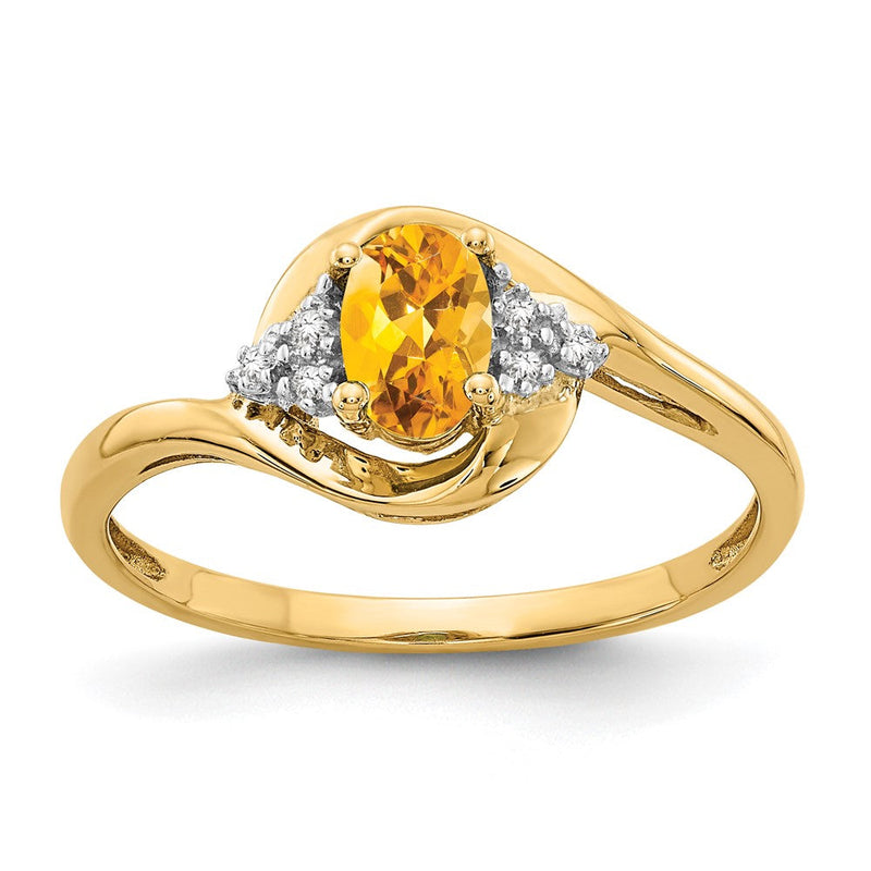14K Gelbgold Ring mit Citrin und Diamant