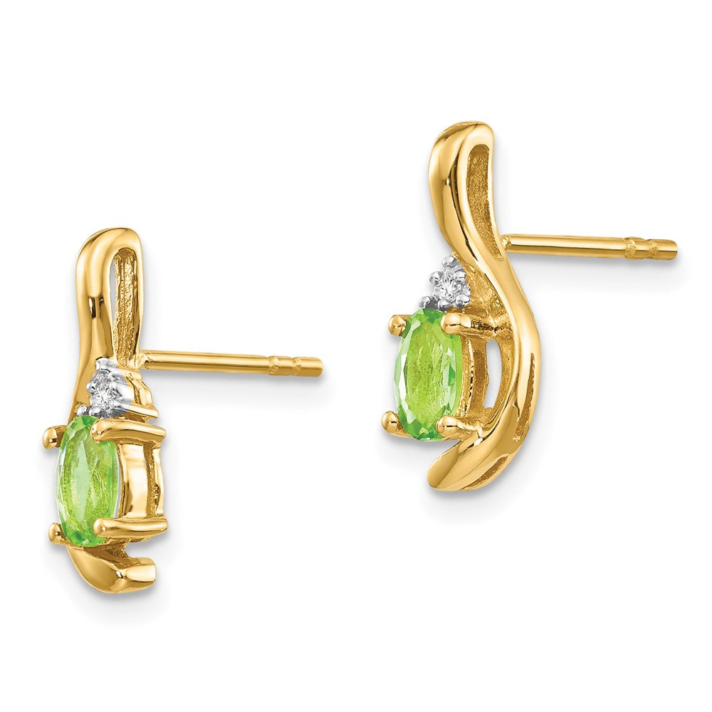 14K Ohrringe mit Diamant und Peridot
