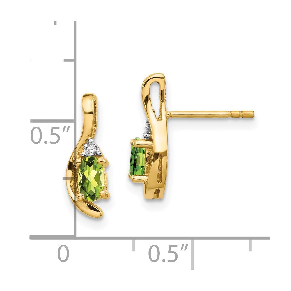 14K Ohrringe mit Diamant und Peridot