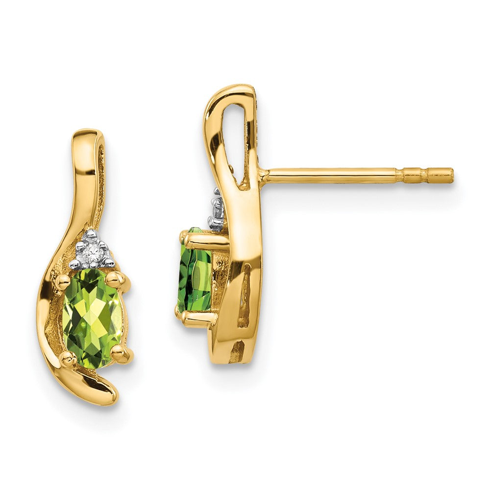 14K Ohrringe mit Diamant und Peridot