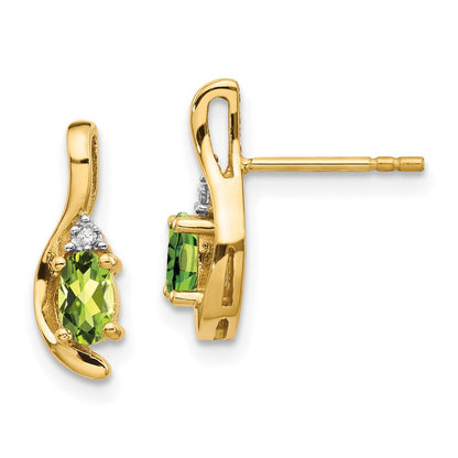 14K Ohrringe mit Diamant und Peridot