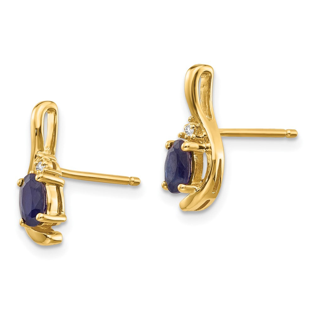 14K Gelbgold Ohrstecker mit Saphir und Diamant