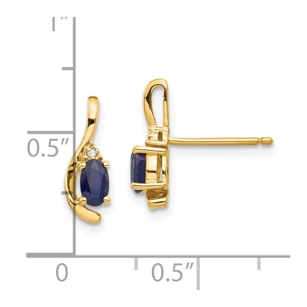 14K Gelbgold Ohrstecker mit Saphir und Diamant