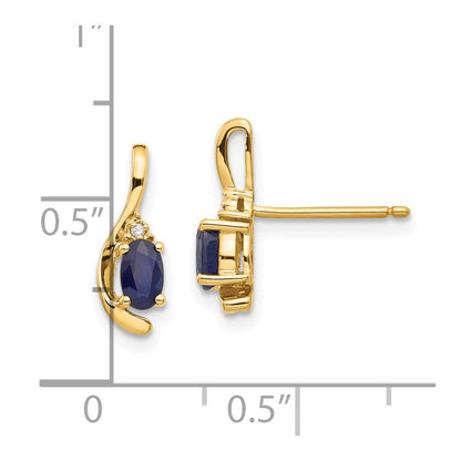 14K Gelbgold Ohrstecker mit Saphir und Diamant