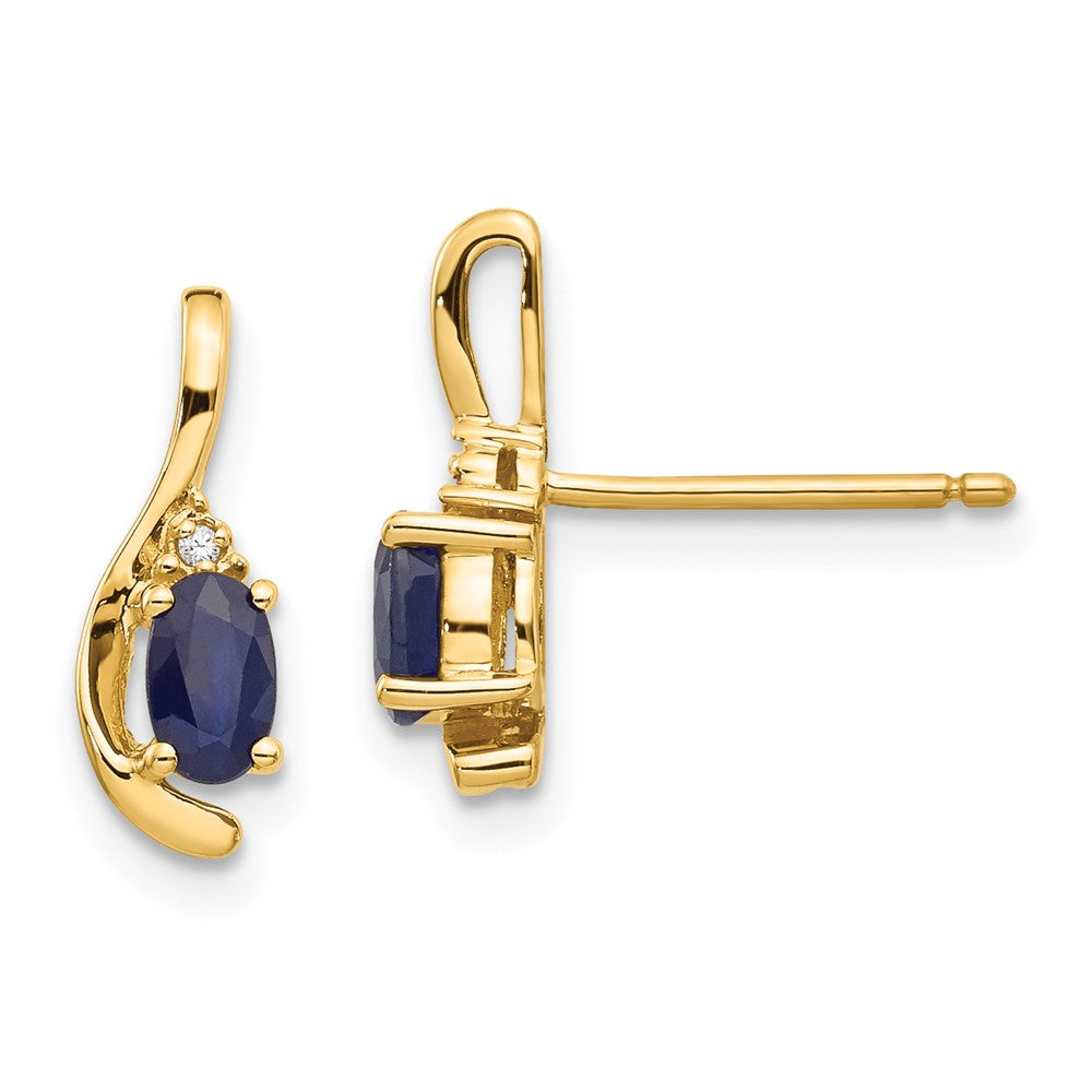 14K Gelbgold Ohrstecker mit Saphir und Diamant