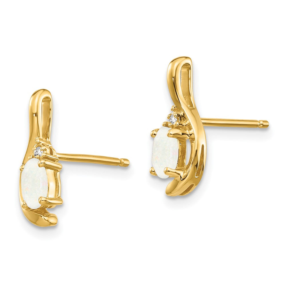 14K Ohrringe mit Diamant und Opal