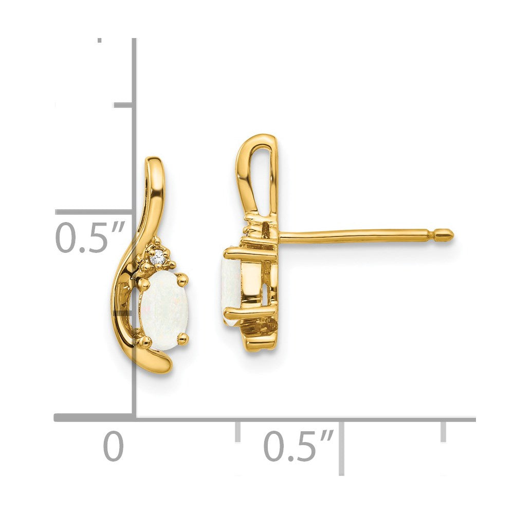 14K Ohrringe mit Diamant und Opal