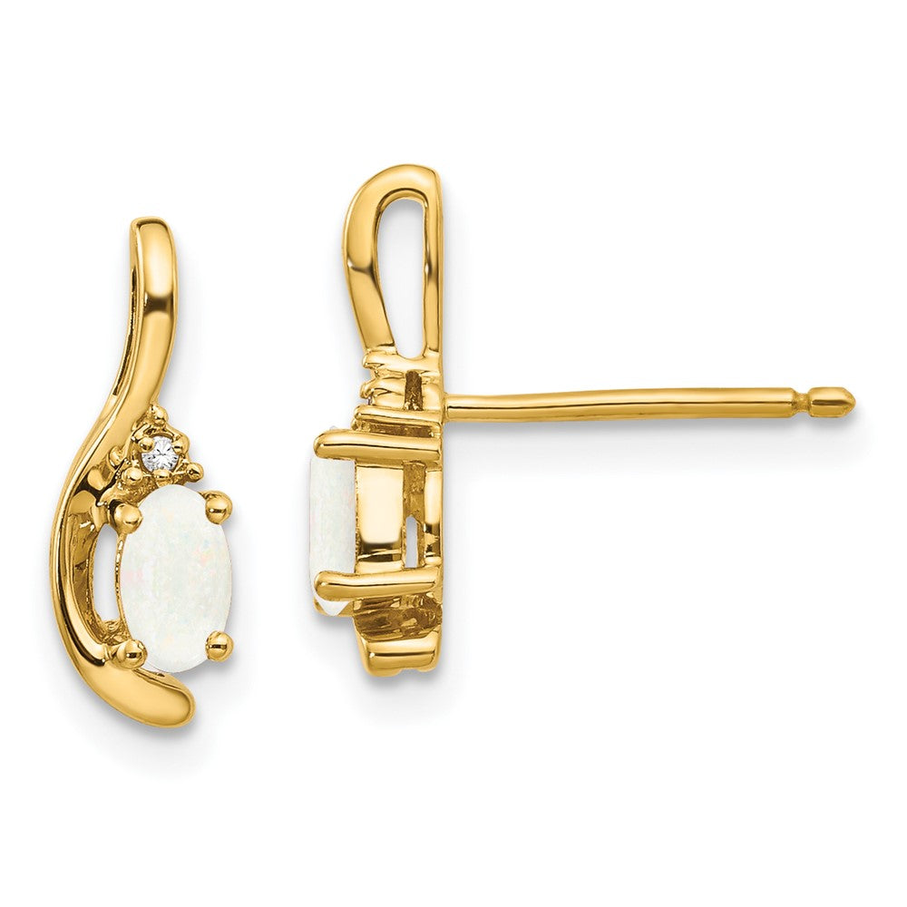 14K Ohrringe mit Diamant und Opal