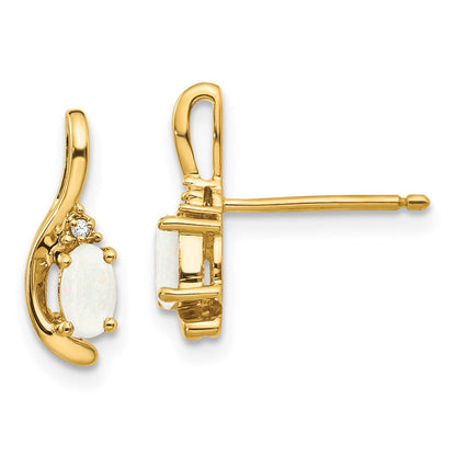14K Ohrringe mit Diamant und Opal