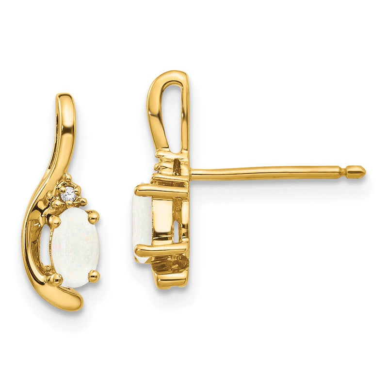 14K Gelbgold Ohrringe mit Diamant und Opal