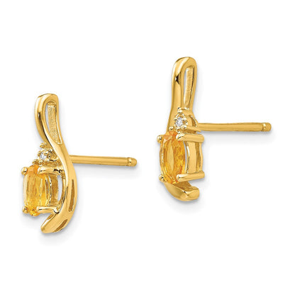 14K Gold Diamant- und Citrin-Ohrringe