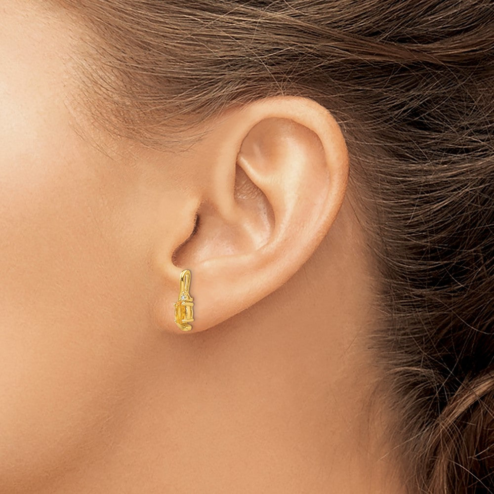 14K Gold Diamant- und Citrin-Ohrringe