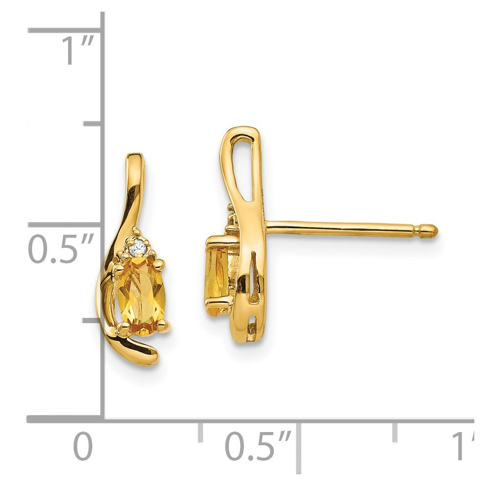14K Gold Diamant- und Citrin-Ohrringe