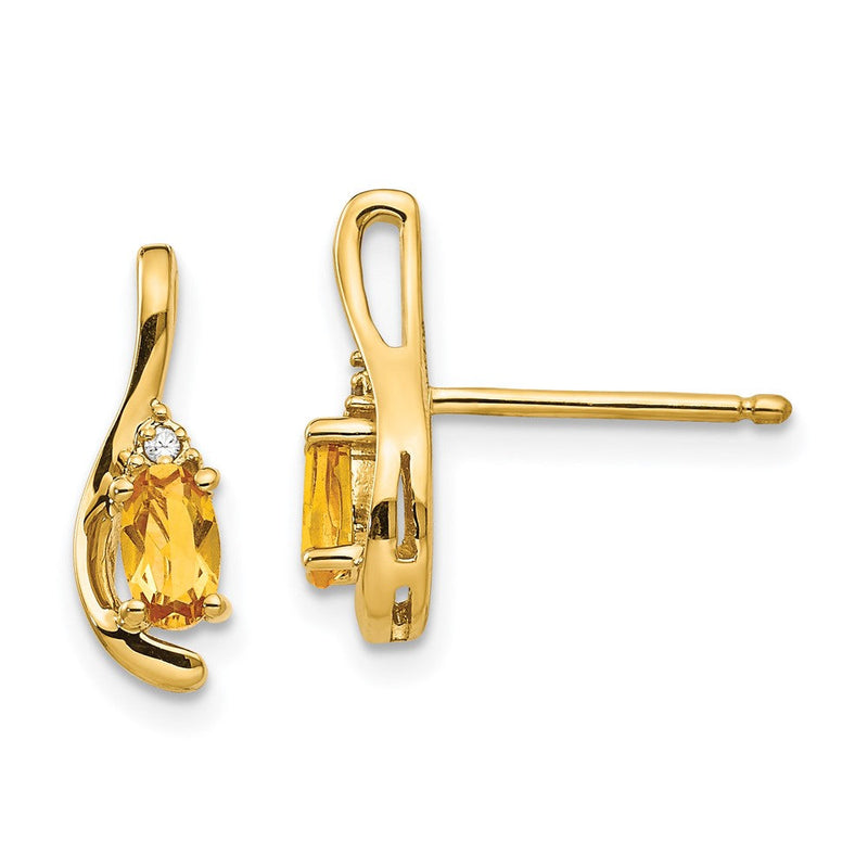 14K Gold Diamant- und Citrin-Ohrringe