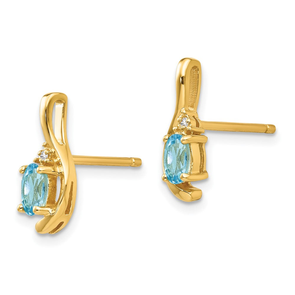 14K Gelbgold Ohrringe mit Diamant und blauem Topas