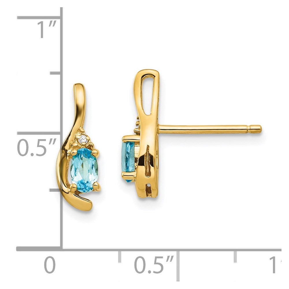 14K Gelbgold Ohrringe mit Diamant und blauem Topas