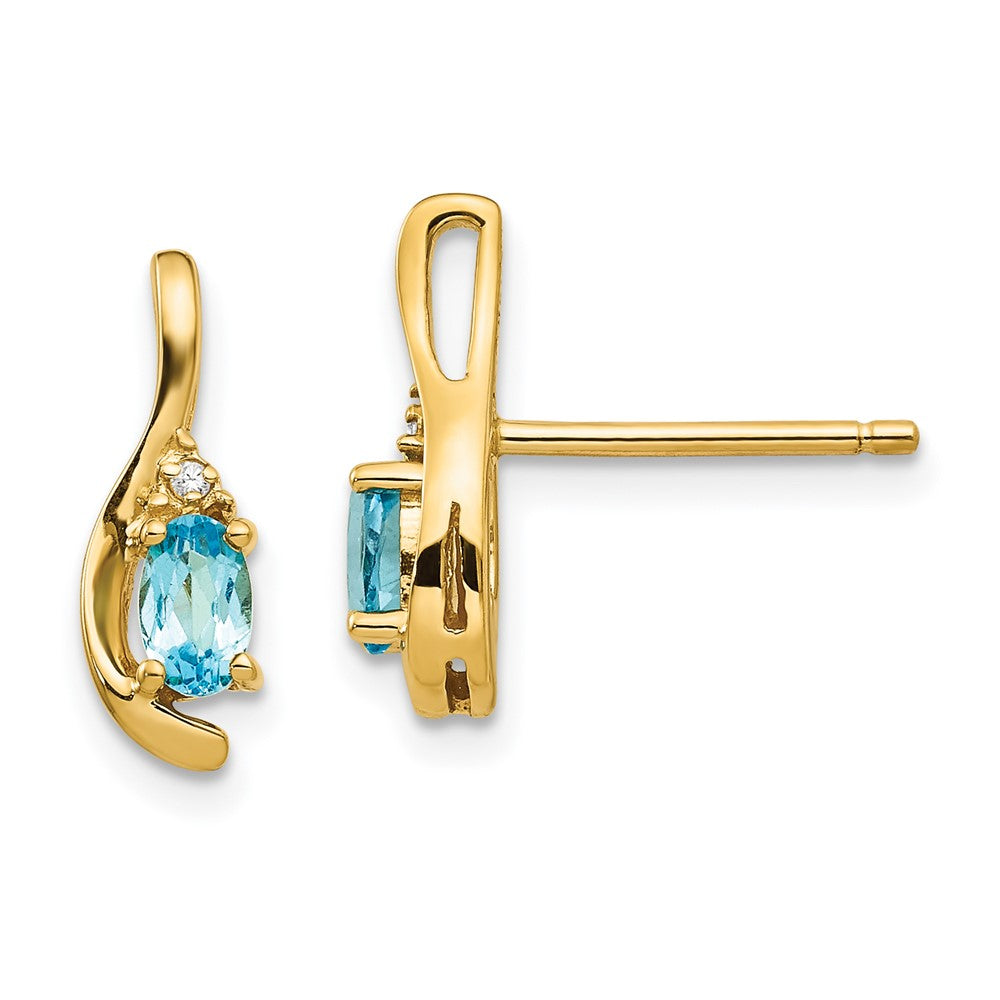 14K Gelbgold Ohrringe mit Diamant und blauem Topas
