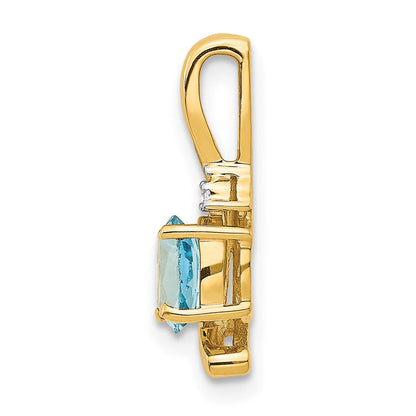 14K Gelbgold Anhänger mit Diamant und blauem Topas