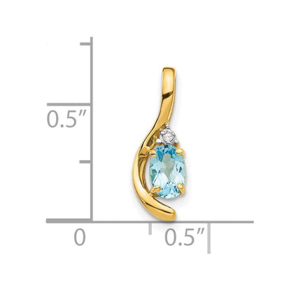 14K Gelbgold Anhänger mit Diamant und blauem Topas