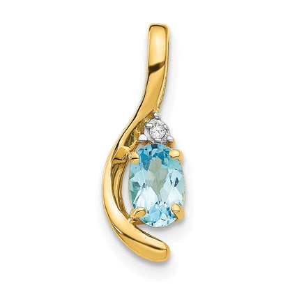 14K Gelbgold Anhänger mit Diamant und blauem Topas
