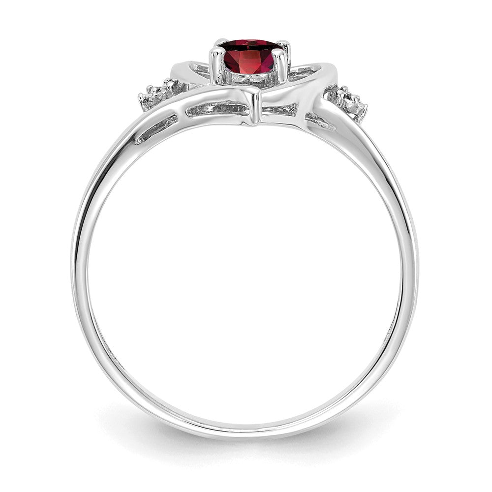 14K Weißgold Granat und Diamant Herz Ring