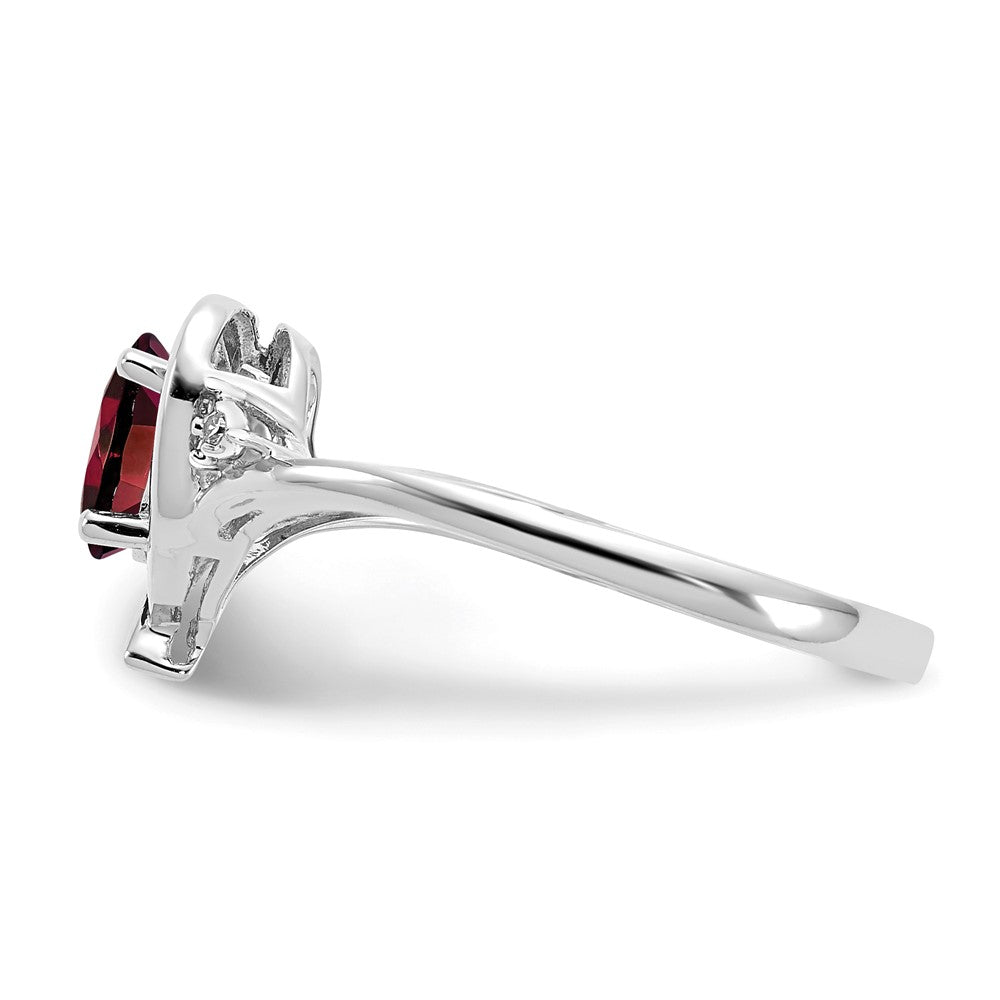 14K Weißgold Granat und Diamant Herz Ring