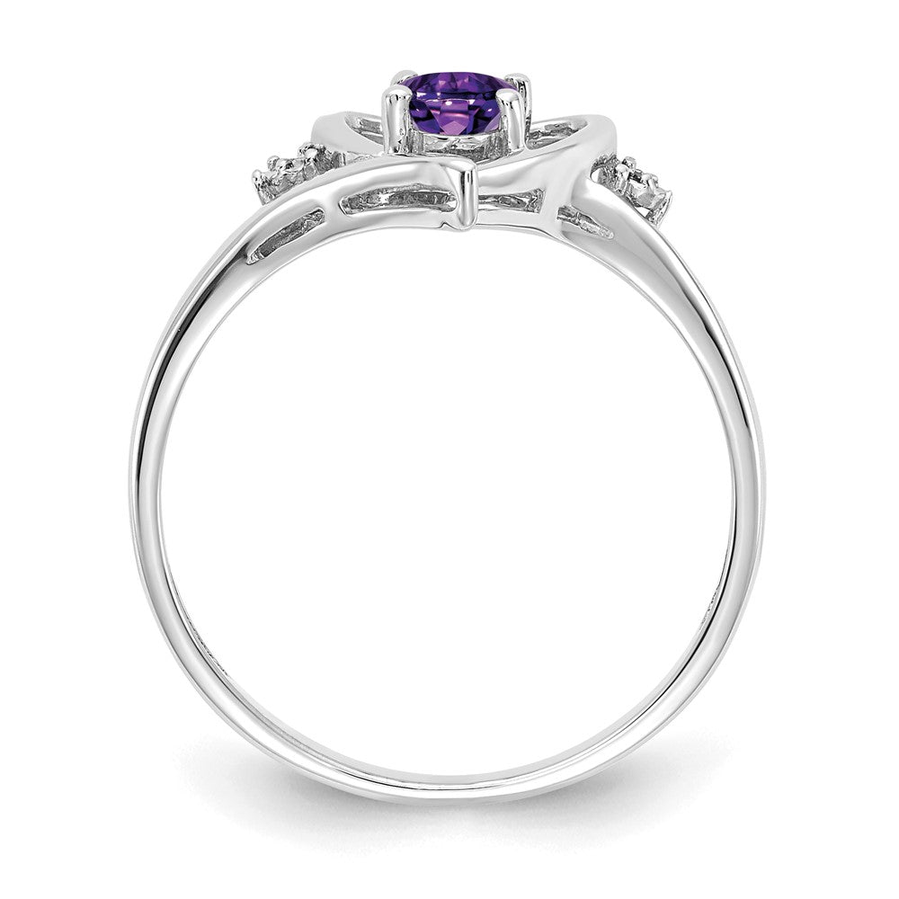 14K Weißgold Amethyst und Diamant Herz Ring