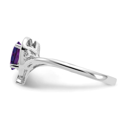 14K Weißgold Amethyst und Diamant Herz Ring