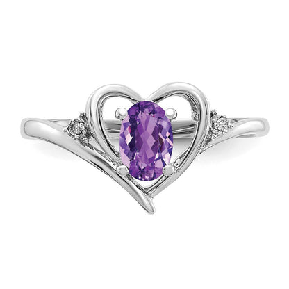 14K Weißgold Amethyst und Diamant Herz Ring