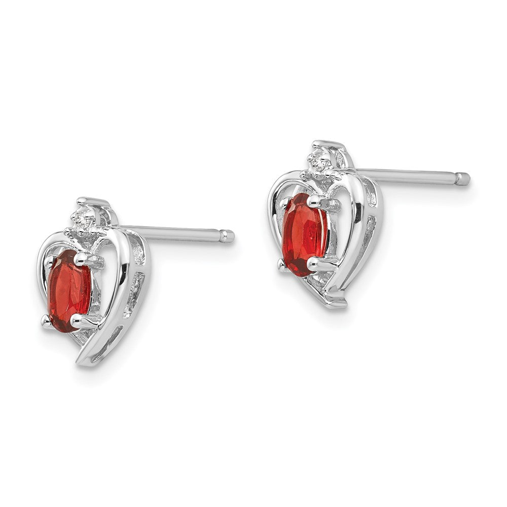 14K Weißgold Ohrringe mit Granat und Diamant