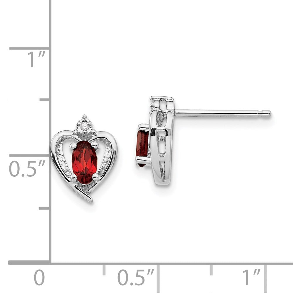 14K Weißgold Ohrringe mit Granat und Diamant