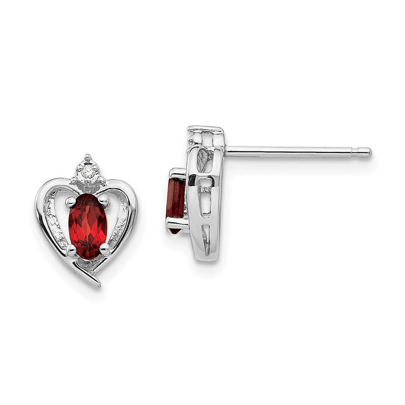 Ohrringe aus 14K Weißgold mit Granat und Diamant