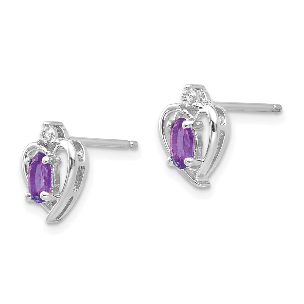 14K Weißgold-Ohrringe mit Amethyst und Diamant