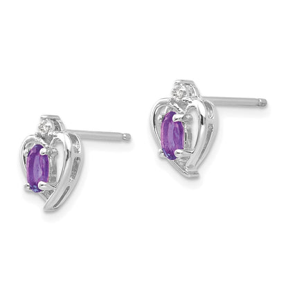 14K Weißgold-Ohrringe mit Amethyst und Diamant