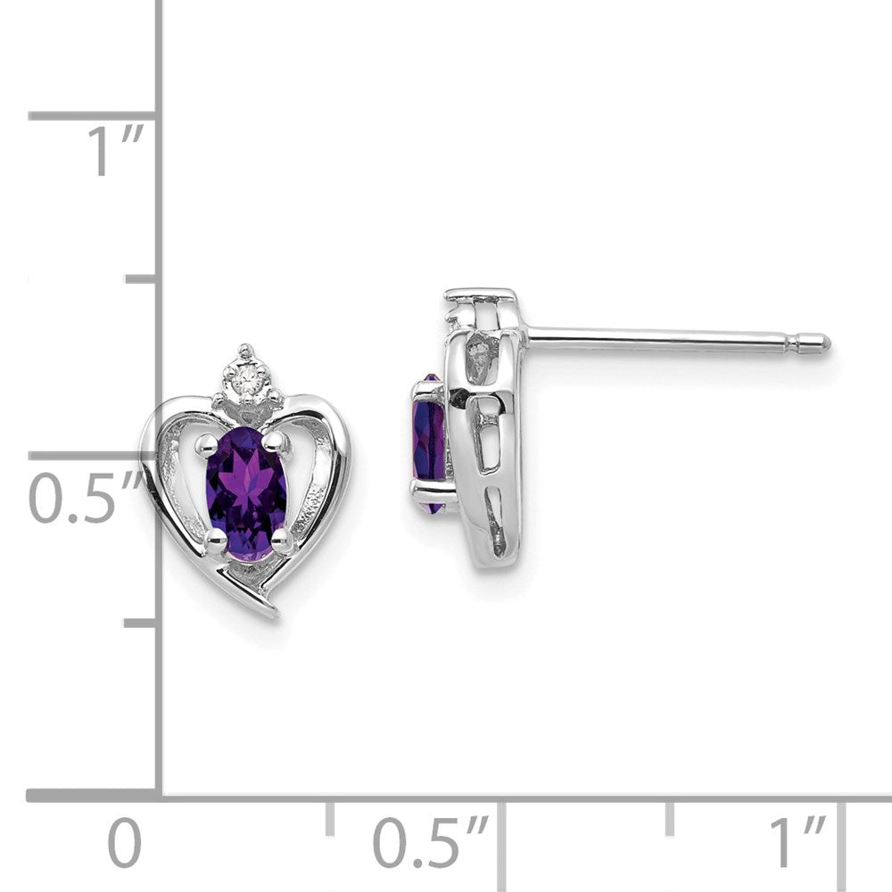 14K Weißgold-Ohrringe mit Amethyst und Diamant