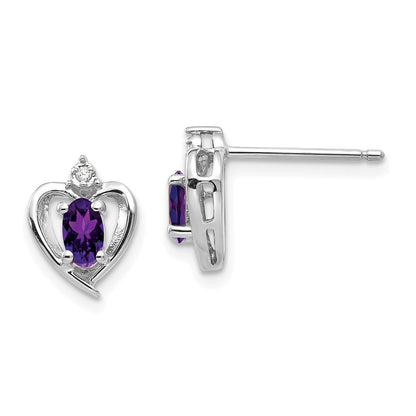 14K Weißgold-Ohrringe mit Amethyst und Diamant