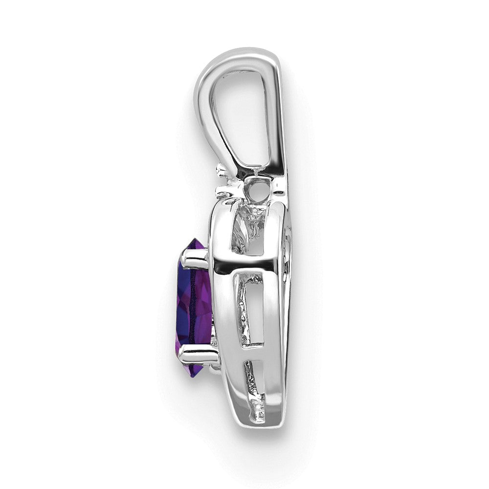 14K Weißgold Amethyst-Diamant-Anhänger