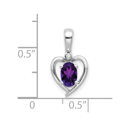 14K Weißgold Amethyst-Diamant-Anhänger