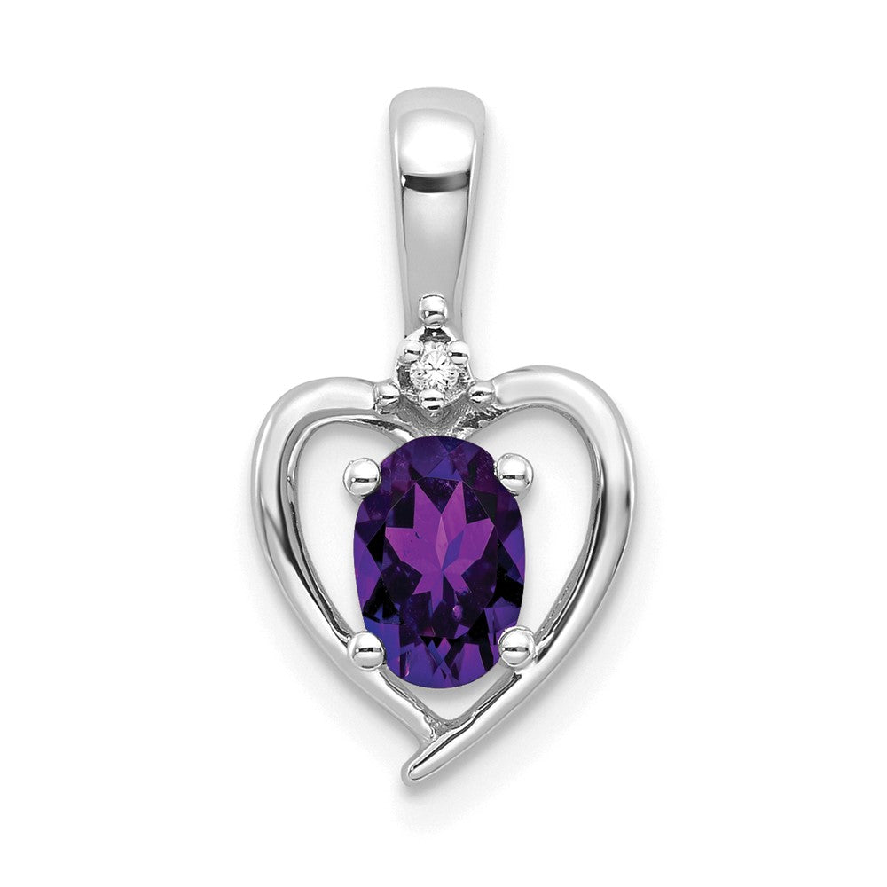 14K Weißgold Amethyst-Diamant-Anhänger