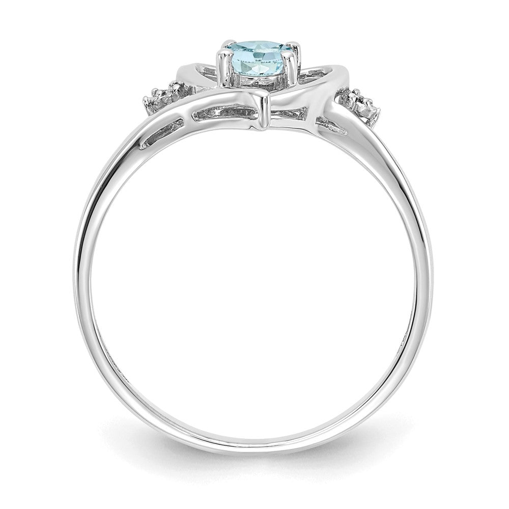 14K Weißgold Ring mit Aquamarin und echten Diamanten in Herzform