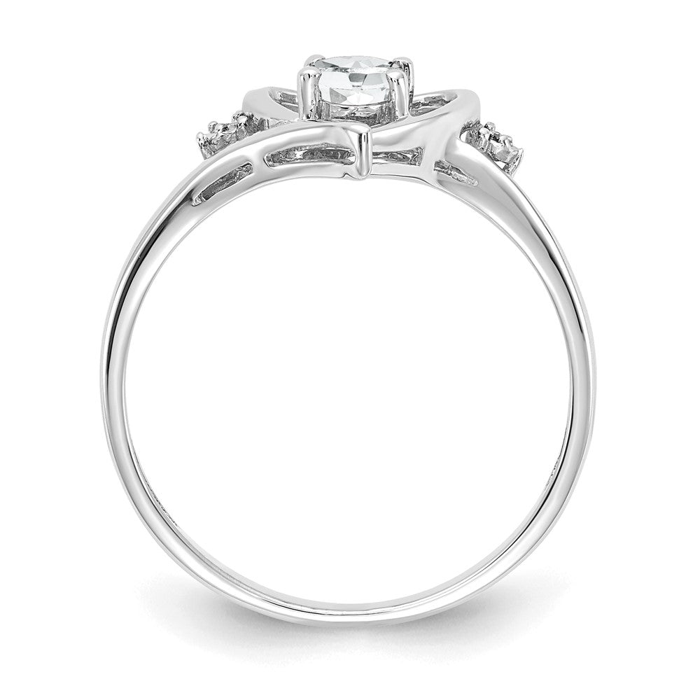 14K Weißgold Topas und Diamant Herz Ring