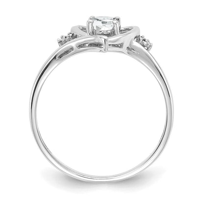 14K Weißgold Topas und Diamant Herz Ring