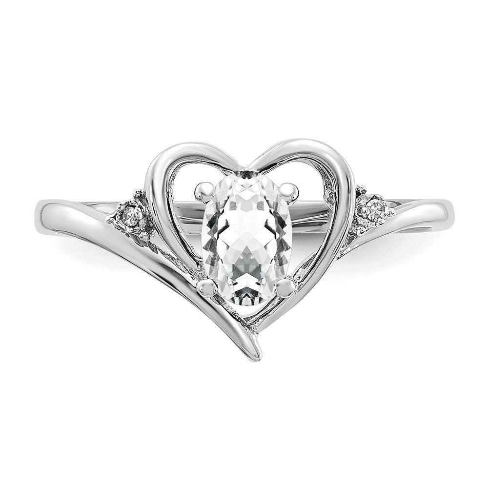 14K Weißgold Topas und Diamant Herz Ring