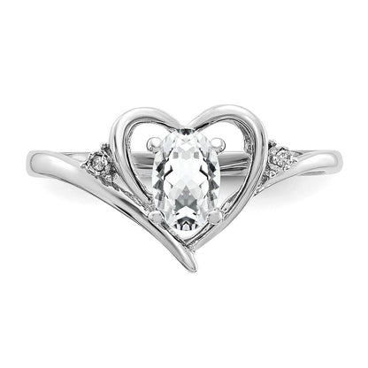 14K Weißgold Topas und Diamant Herz Ring