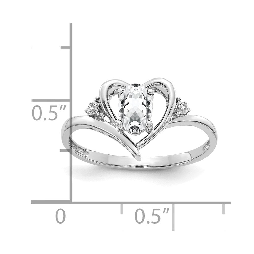 14K Weißgoldring mit Topas und Diamanten in Herzform