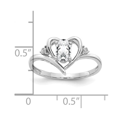 14K Weißgold Topas und Diamant Herz Ring