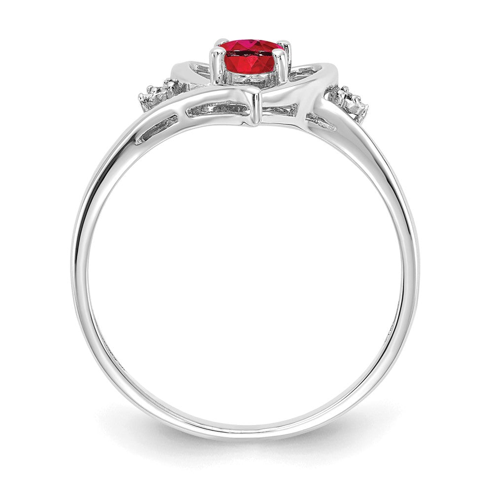 14K Weißgold Rubin und Diamant Herz Ring