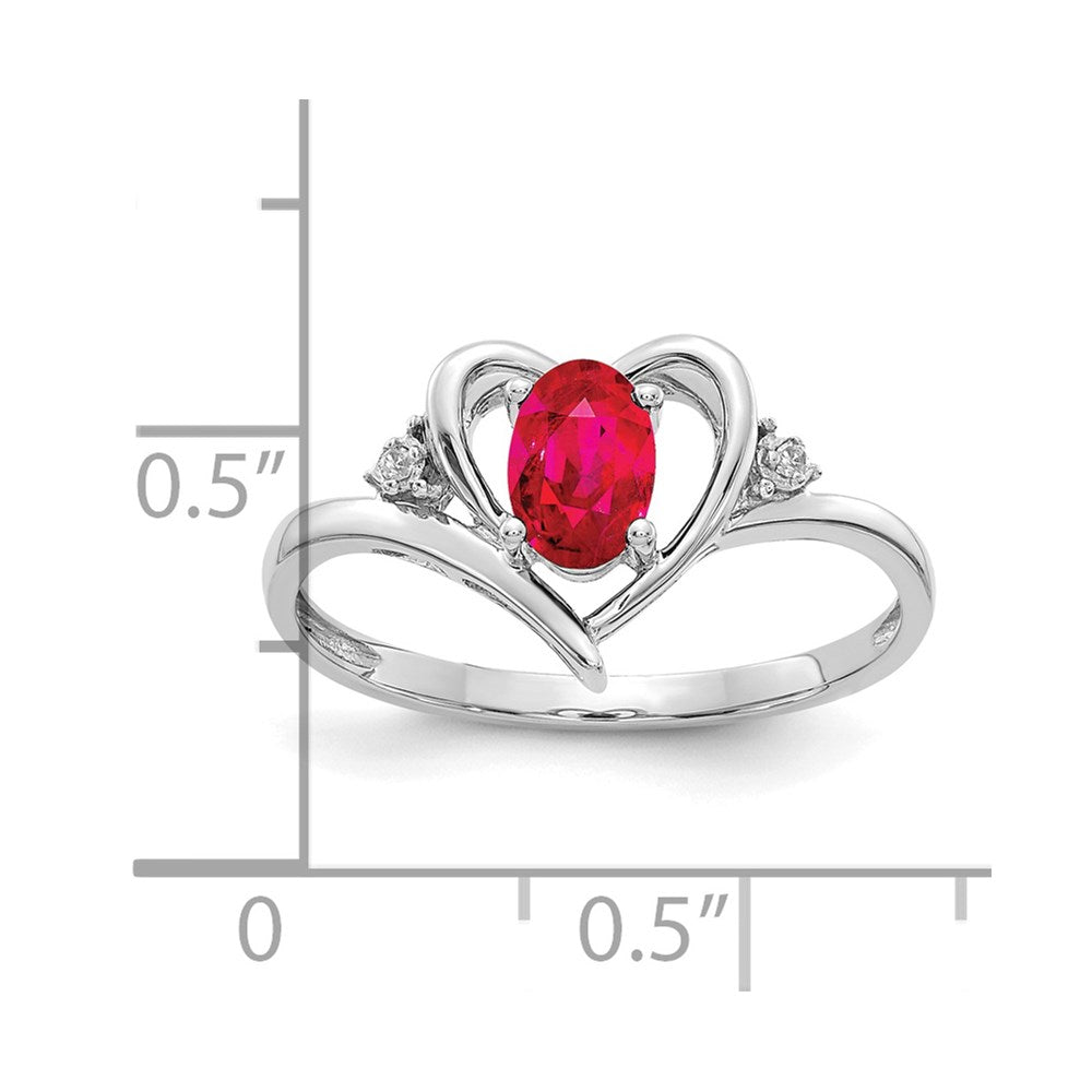 14K Weißgold Rubin und Diamant Herz Ring
